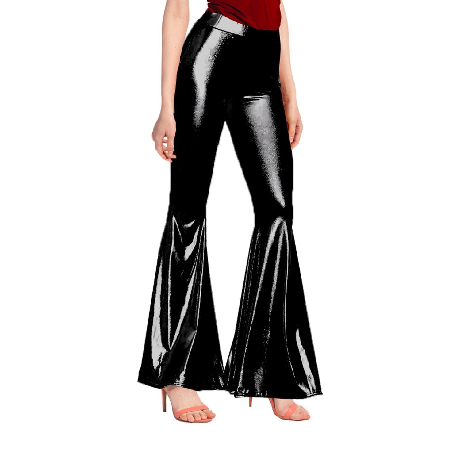 Adult Metallic Disco Flare Pants (Black)