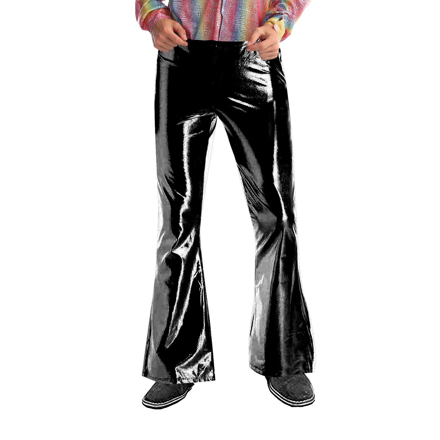 Adult Metallic Disco Flare Pants (Black)
