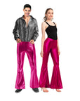 Adult Metallic Disco Flare Pants (Hot Pink)