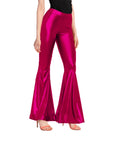 Adult Metallic Disco Flare Pants (Hot Pink)