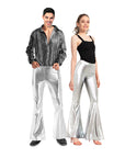 Adult Metallic Disco Flare Pants (Silver)