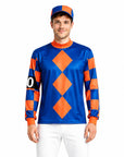 Adult Jockey Costume (Blue and Orange)