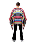 Adult Mexican Poncho (Red Blue Black Yellow Stripe)