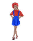 Children's Red Mario Plumber Girl Costume