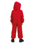 Red onesie with a hood on a white background
