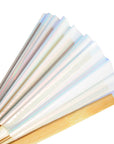 Giant Iridescent Hand Held Fan (White)