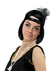 Deluxe 1920s Sequin Flapper Headband, Pearls, Cig Holder Set