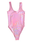 Pink Iridescent High Cut Leotard (Holographic)