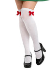 Over Knee Stocking with Bow (White with Red Bow)