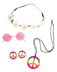 1960s Pink Hippie Girl Costume Accessory Kit (4 Piece Set)