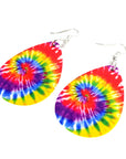Rainbow Tie Dye Tear Drop Earrings