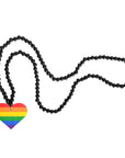 Rainbow Love Heart Beaded Necklace (Black)