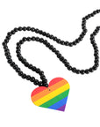 Rainbow Love Heart Beaded Necklace (Black)