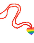 Rainbow Love Heart Beaded Necklace (Red)