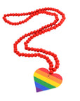 Rainbow Love Heart Beaded Necklace (Red)