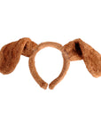 Brown fuzzy bunny ears headband on a white background