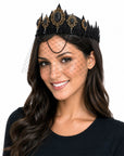 Dark Crown Headband with Net Veil