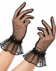 Black Mesh Diamanté Gloves