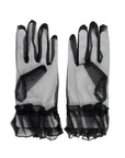 Black Mesh Diamanté Gloves
