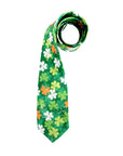 St Patrick's Day Green White Clover Pattern Tie
