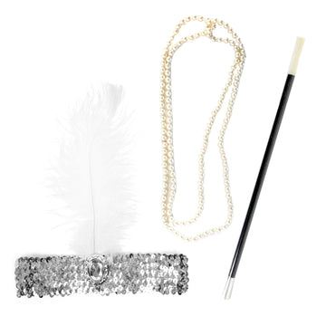 1920s Flapper Accessory Kit (Silver)