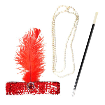 1920s Flapper Accessory Kit (Red)