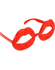 Red Glitter Lips Party Glasses