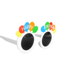 Happy Birthday Party Glasses (White Mod Frame with Rainbow Balloons)