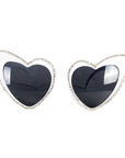 White Hearts With Diamanté Lining Party Glasses