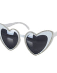White Hearts With Diamanté Lining Party Glasses