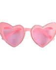 Pink Hearts With Diamanté Lining Party Glasses