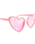 Pink Hearts With Diamanté Lining Party Glasses
