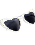 White Pearl Heart Party Glasses