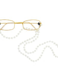 Gold Rim Grandma Glasses with Pearl Chain