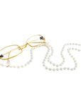 Gold Rim Grandma Glasses with Pearl Chain