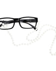 Black Rim Grandma Glasses with Pearl Chain