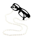 Black Rim Grandma Glasses with Pearl Chain