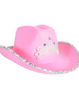 Pink Sequin Rim Cowboy Hat with Princess Tiara