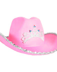 Pink Sequin Rim Cowboy Hat with Princess Tiara