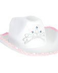 White Sequin Rim Cowboy Hat with Princess Tiara