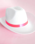 White Cowboy Hat with Pink Band