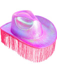Hot Pink Metallic Cowboy Hat with Fringe