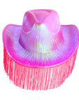 Hot Pink Metallic Cowboy Hat with Fringe