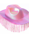 Light Pink Metallic Cowboy Hat with Fringe