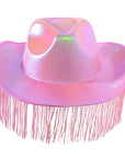 Light Pink Metallic Cowboy Hat with Fringe