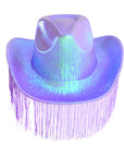 Purple Lilac Metallic Cowboy Hat with Fringe