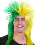 Aussie Yellow and Green Spiky Punk Rock Wig