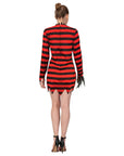 Adult Red Black Stripe Killer Lady Costume