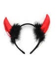 Devil Metallic Horns Headband with Black Fluff
