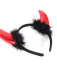 Devil Metallic Horns Headband with Black Fluff